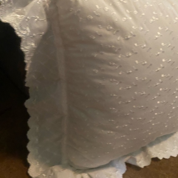 Decorative White Eyelet Embroidered Lace Pillow Removable 22” Beautiful - Picture 3 of 12